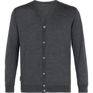 Icebreaker Merino Wool Cardigan Large Mens Button Gray Long Sleeve
